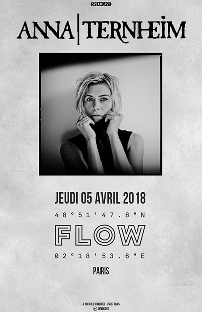 CONCOURS : gagnez 1 invitation pour 2 personnes au concert d’ANNA TERNHEIM au Flow le 5 avril!